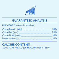 Dog Dish Native Pet organic pumpkin fiber powder guaranteed analysis label with nutritional information for dogs
