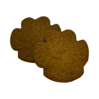 Dog Dish P.B. With Crust Cookie, a paw-shaped peanut butter dog treat made with wholesome, gluten-free ingredients.