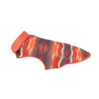 Dog Dish Pendleton reversible puffer dog coat in Crown Point print with orange trim and insulated polyester fabric