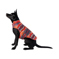 Dog Dish Pendleton reversible puffer dog coat in Crown Point print worn by a black dog in profile view