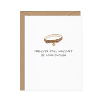 Dog Dish pet loss sympathy card featuring a watercolor illustration of a brown collar with a heart charm