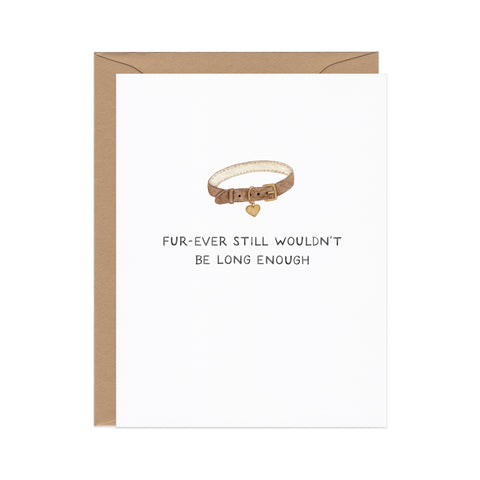 Dog Dish pet loss sympathy card featuring a watercolor illustration of a brown collar with a heart charm