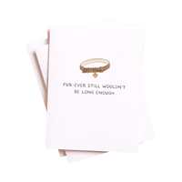 Dog Dish pet loss sympathy card featuring a watercolor illustration of a collar and the text Fur-ever Still Wouldn't Be Long Enough.