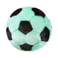 Dog Dish Fluff & Tuff squeakerless plush soccer ball toy in mint green and black for medium to large dogs