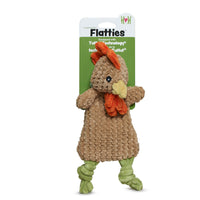 Dog Dish HuggleFlatties Rusty Rooster unstuffed cord plush dog toy with crinkle and squeaker features