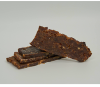 Dog Dish Saint Rocco's Treats beef and pumpkin jerky bars for dogs, slow-baked for a dense, chewy texture.
