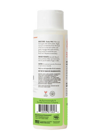 Back label of Dog Dish Skout's Honor coconut probiotic dog shampoo bottle showing ingredients and directions