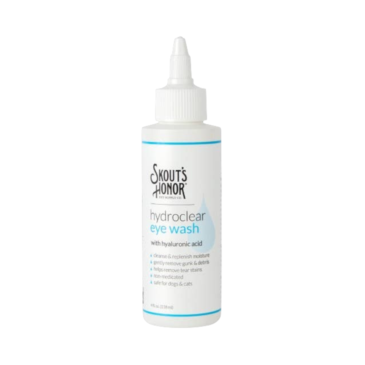 Dog Dish Skout's Honor Hydroclear Eye Wash bottle for dogs and cats with hyaluronic acid for gentle cleaning