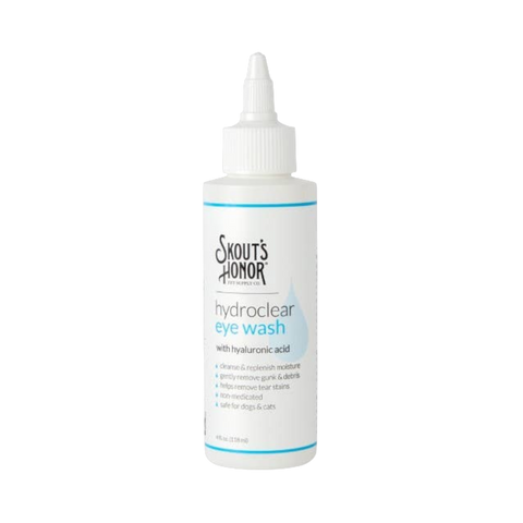 Dog Dish Skout's Honor Hydroclear Eye Wash bottle for dogs and cats with hyaluronic acid for gentle cleaning