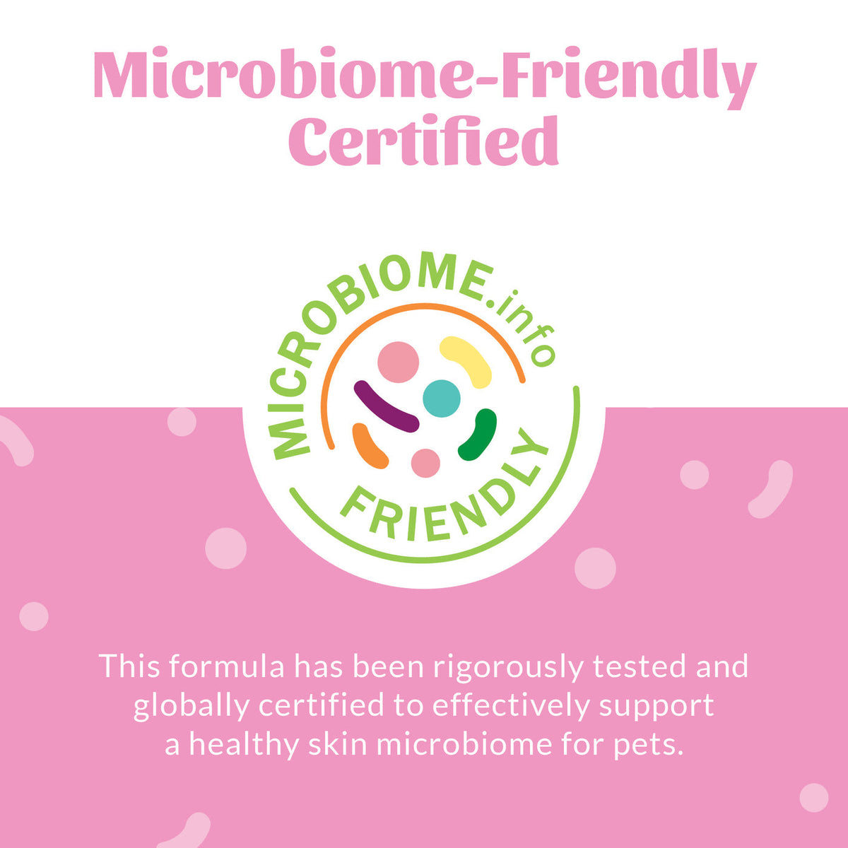 Dog Dish Skout's Honor Happy Puppy Shampoo Microbiome-Friendly certified seal on a pink background