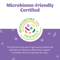 Dog Dish Skout's Honor lavender deodorizer featuring a microbiome-friendly certified badge for pet skin health