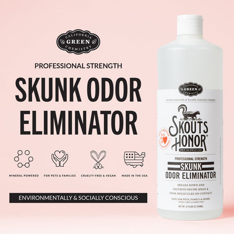 Dog Dish Skout's Honor professional strength skunk odor eliminator spray bottle for pets and home