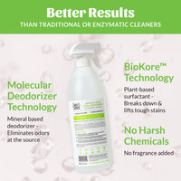 Dog Dish Skout's Honor professional-strength stain and odor remover spray bottle with BioKore technology details.