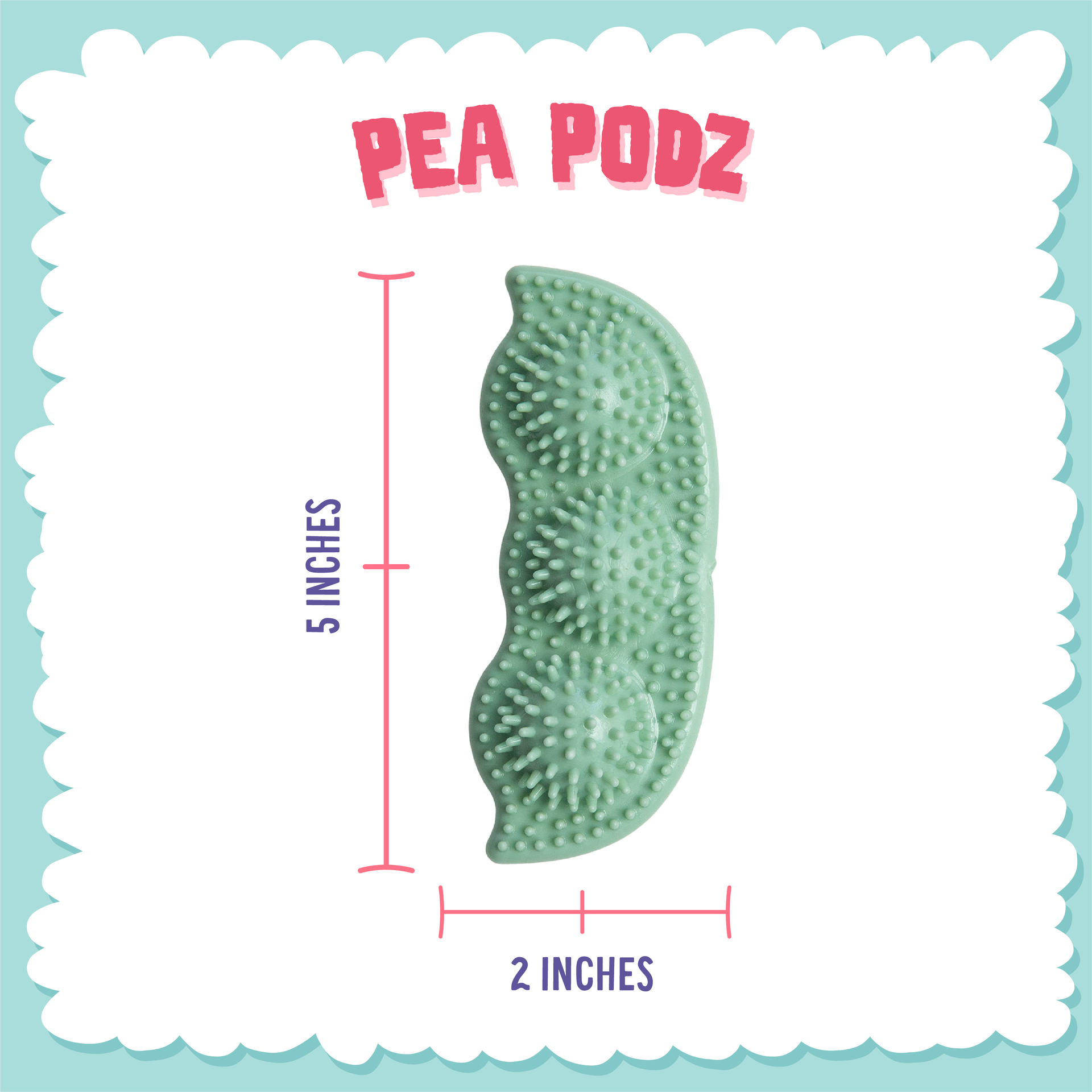 SnugArooz Pea Podz green dog chew toy showing individual pea squeakers removed from fabric pod casing