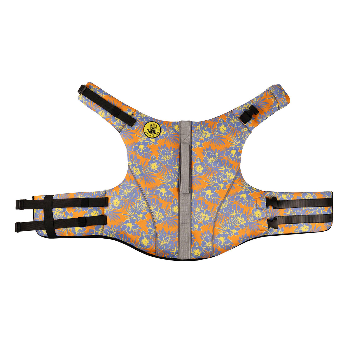 Body Glove floral neoprene pet life jacket by Carolina Pet Company featuring bright tropical print design.