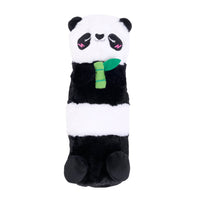 ZippyPaws Silent Squeak Panda plush dog toy shown from side angle displaying black and white coloring and soft texture.