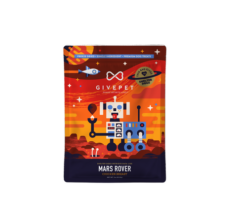 Colorful packaging of Givepet Mars Rover on a white background