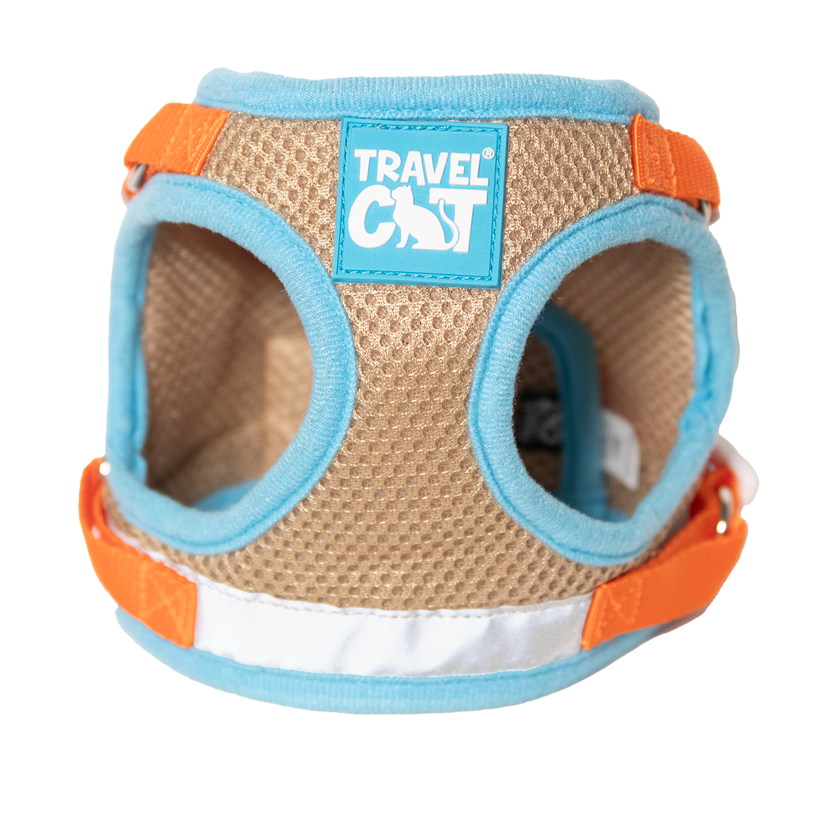 Travel Cat Oasis harness and leash set worn by cat outdoors demonstrating comfortable fit and mobility.