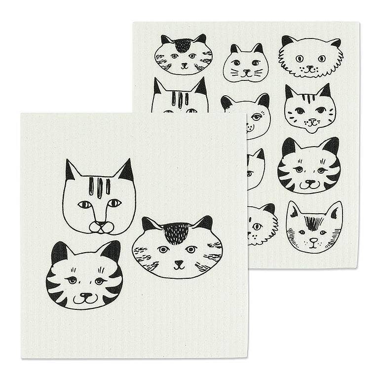 Simple Cat Faces Swedish Dishcloths