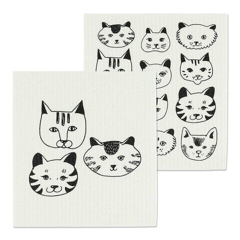 Simple Cat Faces Swedish Dishcloths