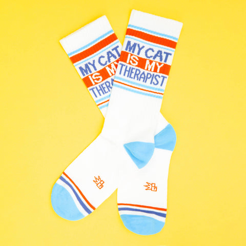 My Cat Is My Therapist Crew Socks