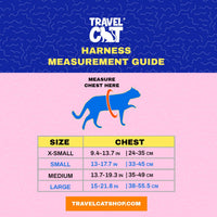 Travel Cat True Adventurer cat harness and leash displayed showing dual adjustment mechanisms and secure fastening system.