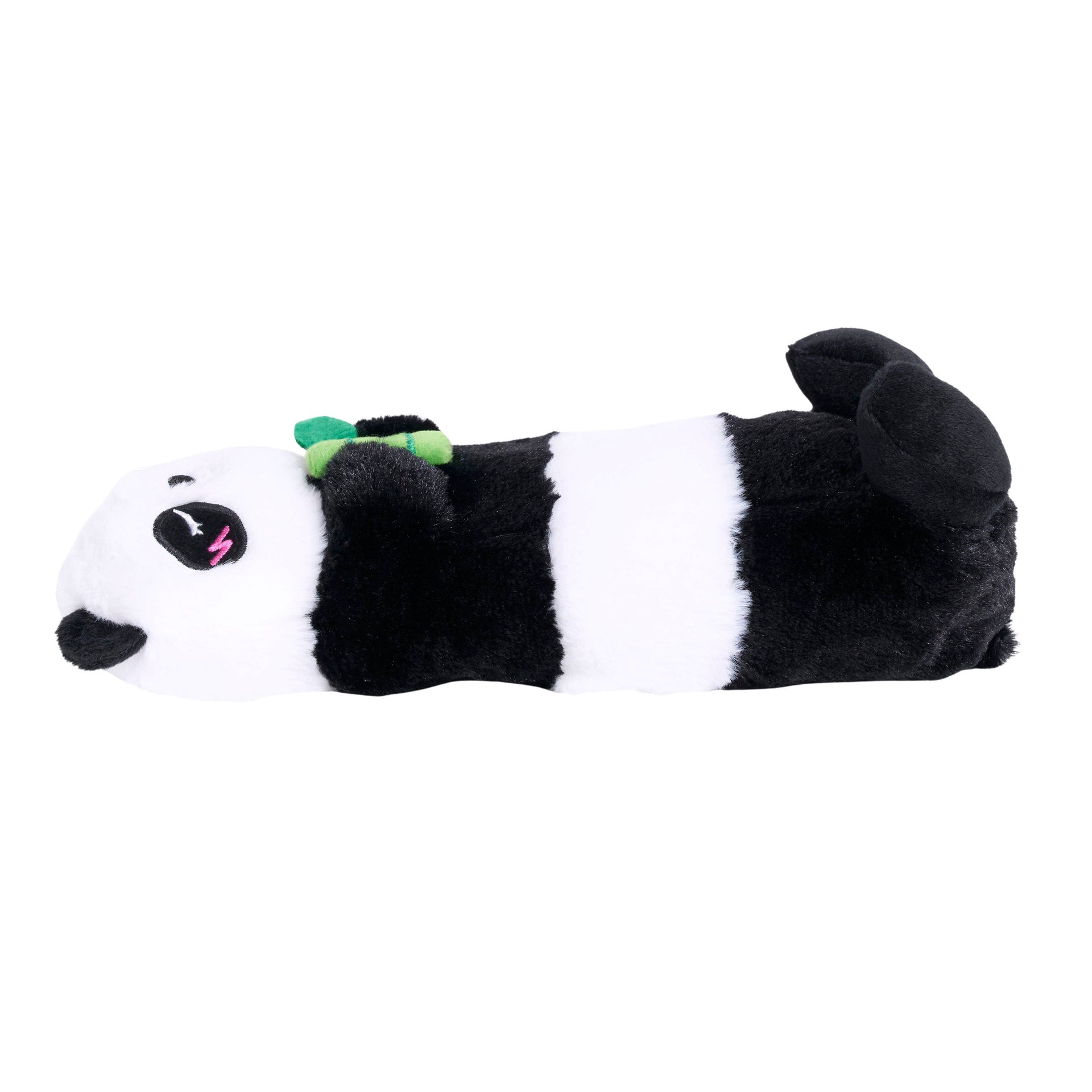 ZippyPaws Silent Squeak Panda plush dog toy shown from back or side angle revealing additional design details.