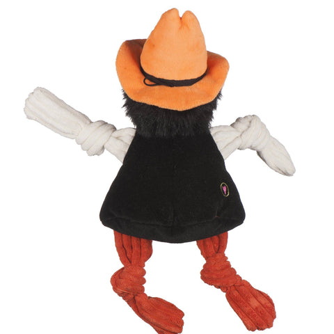 HuggleGroup Oklahoma State Pistol Pete plush dog toy showing corduroy texture and mascot details in lifestyle setting.