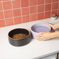 Waggo Olive Edge Bowl showing the heavyweight ceramic construction and matte finish detail from side angle.