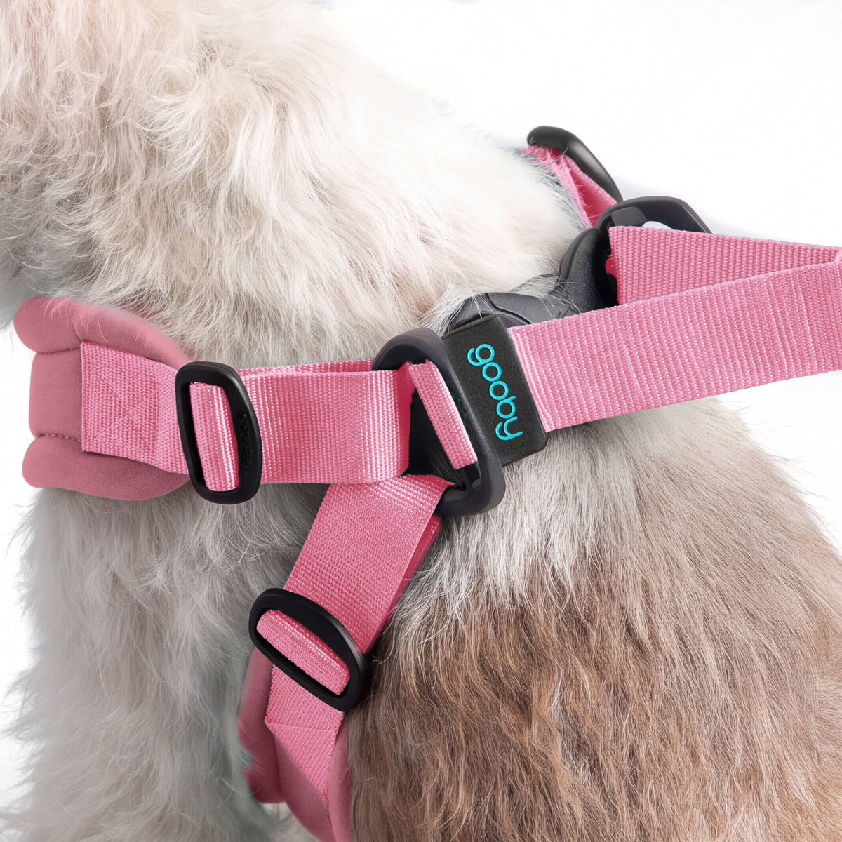 Gooby Escape Free Harness in pastel tones displayed as the final product view for size and style reference.