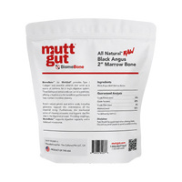 Close-up detail of MuttGut Raw Bones 2-inch natural dog chew treats from the 6-pack.