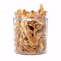 Polkadog Bulk Chicken Jerky treats displayed as golden-brown dehydrated chicken breast strips in packaging.