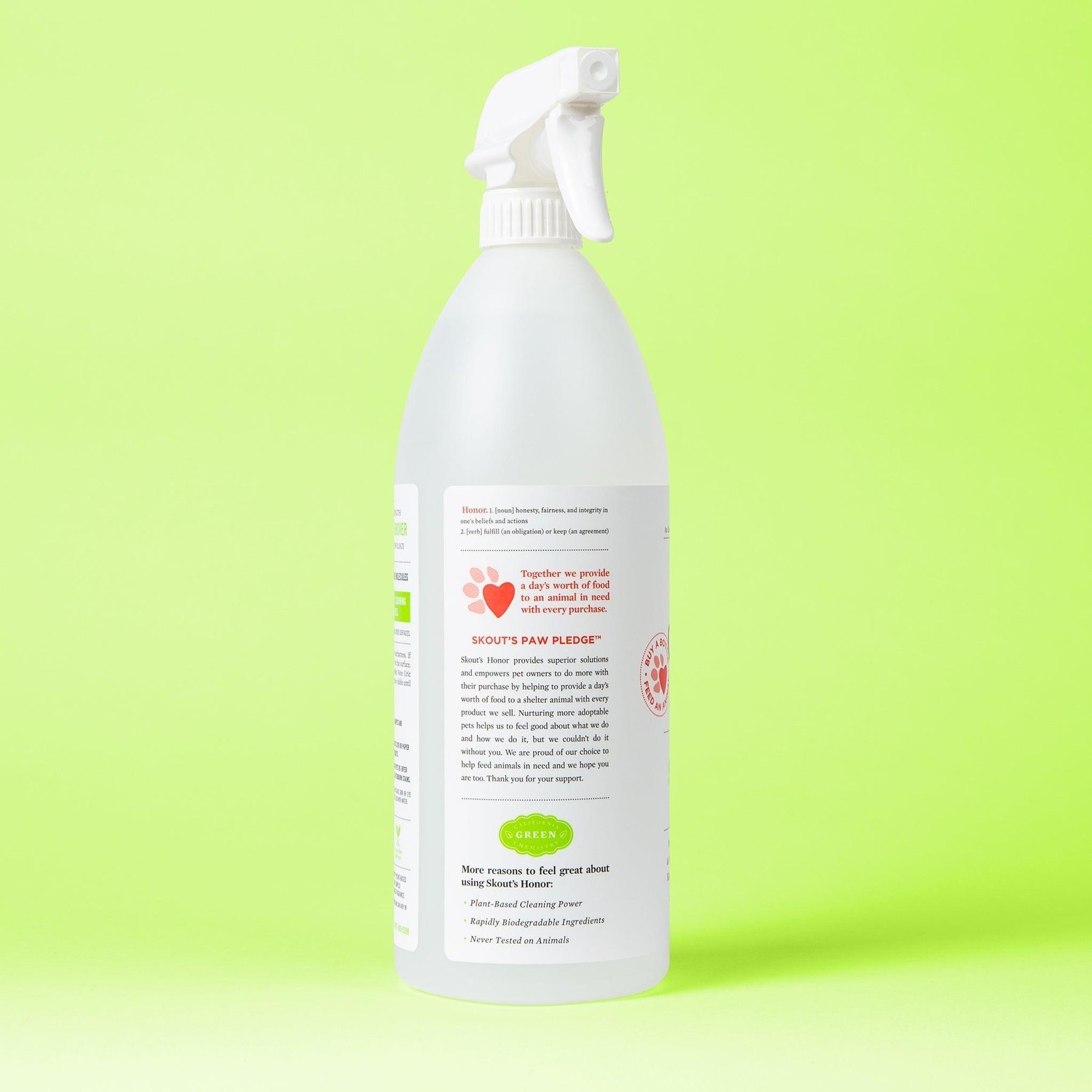 Skout's Honor Stain & Odor Remover 35oz bottle being used to clean pet mess on carpet