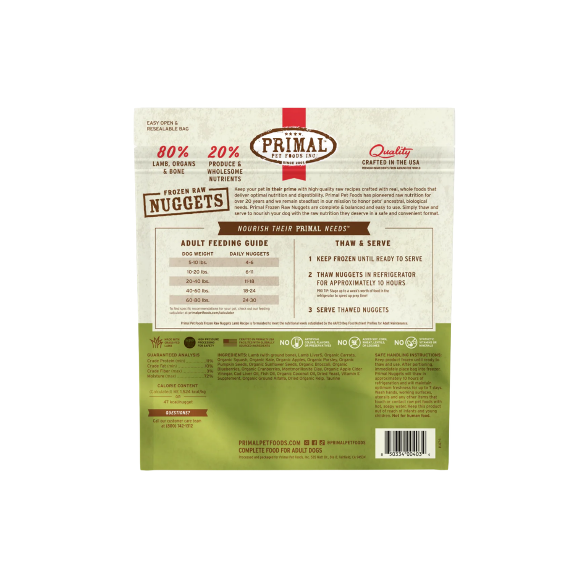 Primal | Canine Frozen Raw | Lamb