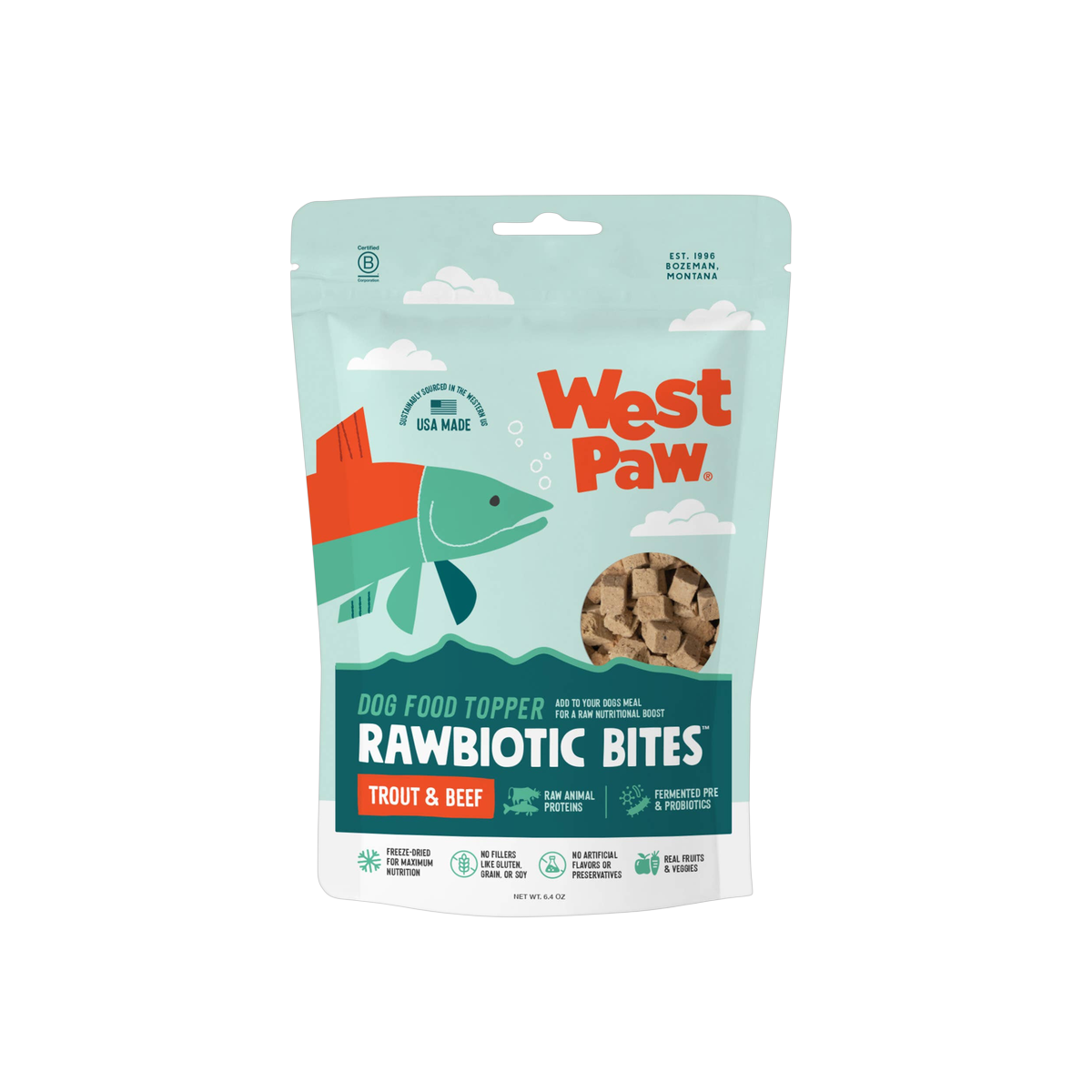 West Paw | Rawbiotic Bites Food Topper | Trout & Beef