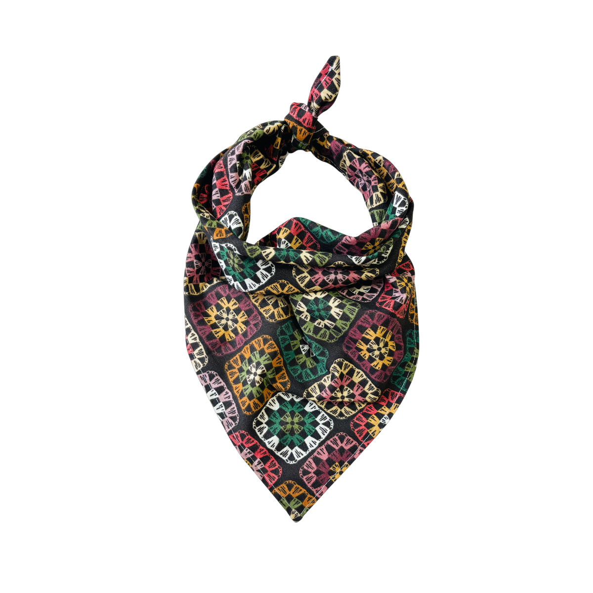 Willow Dog Bandana | Granny Square Crochet-Print Pet Scarf