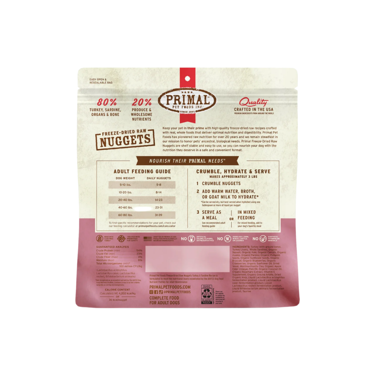 Primal | Freeze-Dried | Turkey & Sardine Nuggets