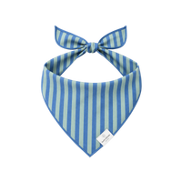 Rufflifepals Blue Stripe dog bandana displayed flat, showing bold navy and white horizontal stripes.
