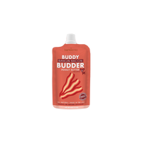 Bark Bistro Bacon Budder dog treat jar with bold label displayed as primary product shot.