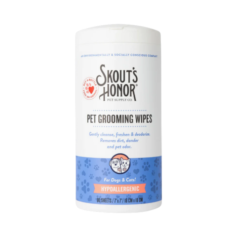 Skout's Honor Grooming Wipes packaging displayed as the primary product shot against a clean background.