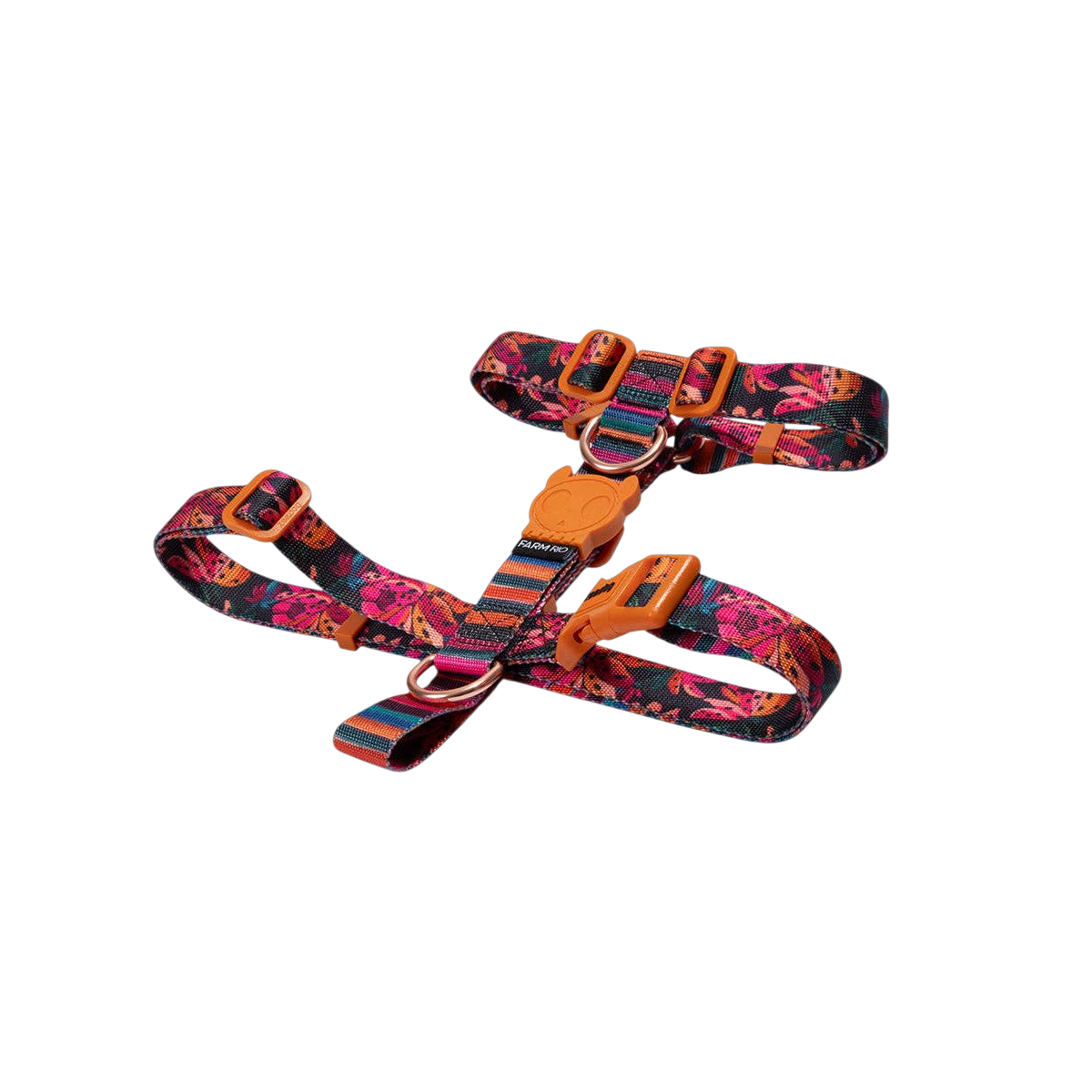 Zee.Dog Selva H Harness displayed in a vibrant jungle-inspired pattern for dogs.
