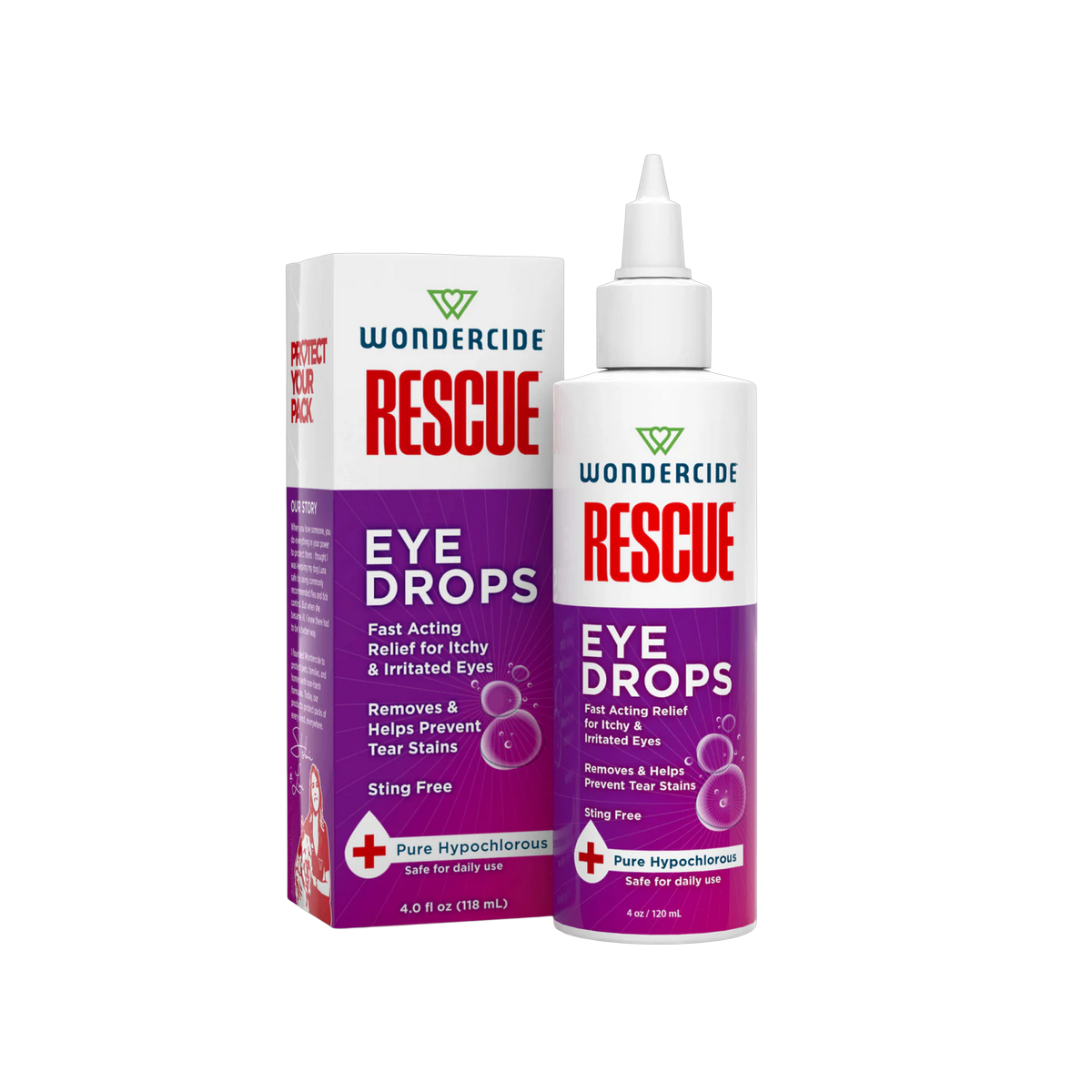 Wondercide Eye Drops bottle, a gentle pet grooming solution for eye care and cleaning.