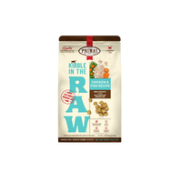 Primal Kibble In The Raw Chicken & Fish dry cat food bag displayed as the primary product shot.