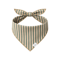 Rufflifepals Cabana Stripe dog bandana featuring bold colorful stripes on a flat lay product display.
