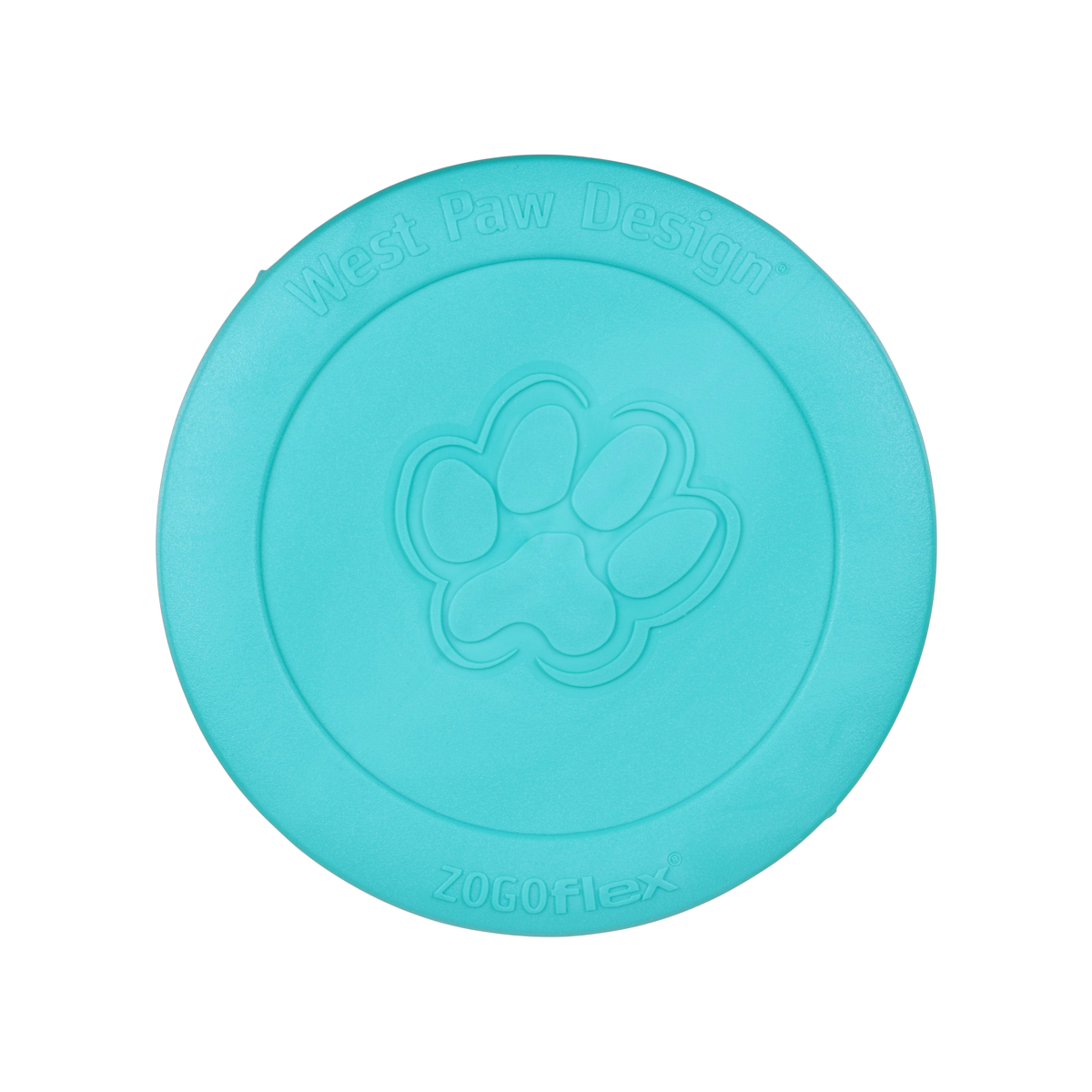 West Paw Zisc flying disc dog toy in vibrant teal, shown as a standalone product.