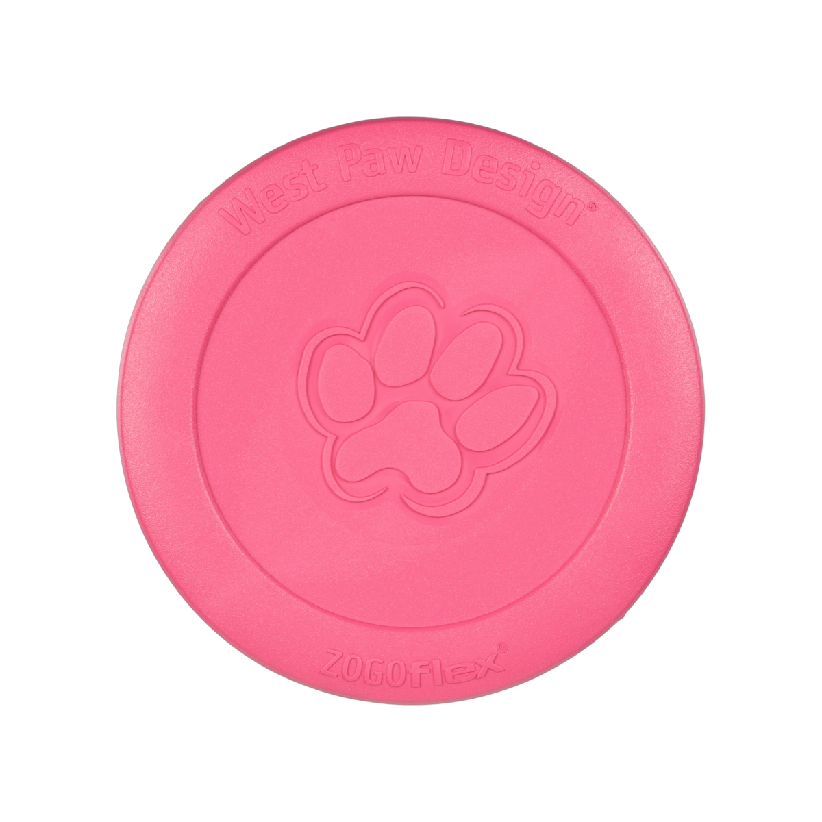 West Paw Zisc flying disc dog toy in vibrant geranium pink on a clean white background.