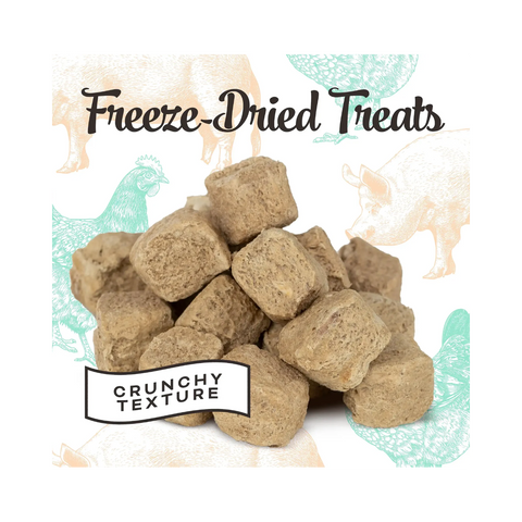 Close-up detail of Primal Chicken Liver treats packaging showing ingredient or texture information.