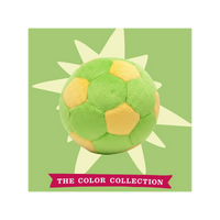 Close-up detail of the Fluff & Tuff Limeade Soccer Ball dog toy showing its durable stitching and bright green design.