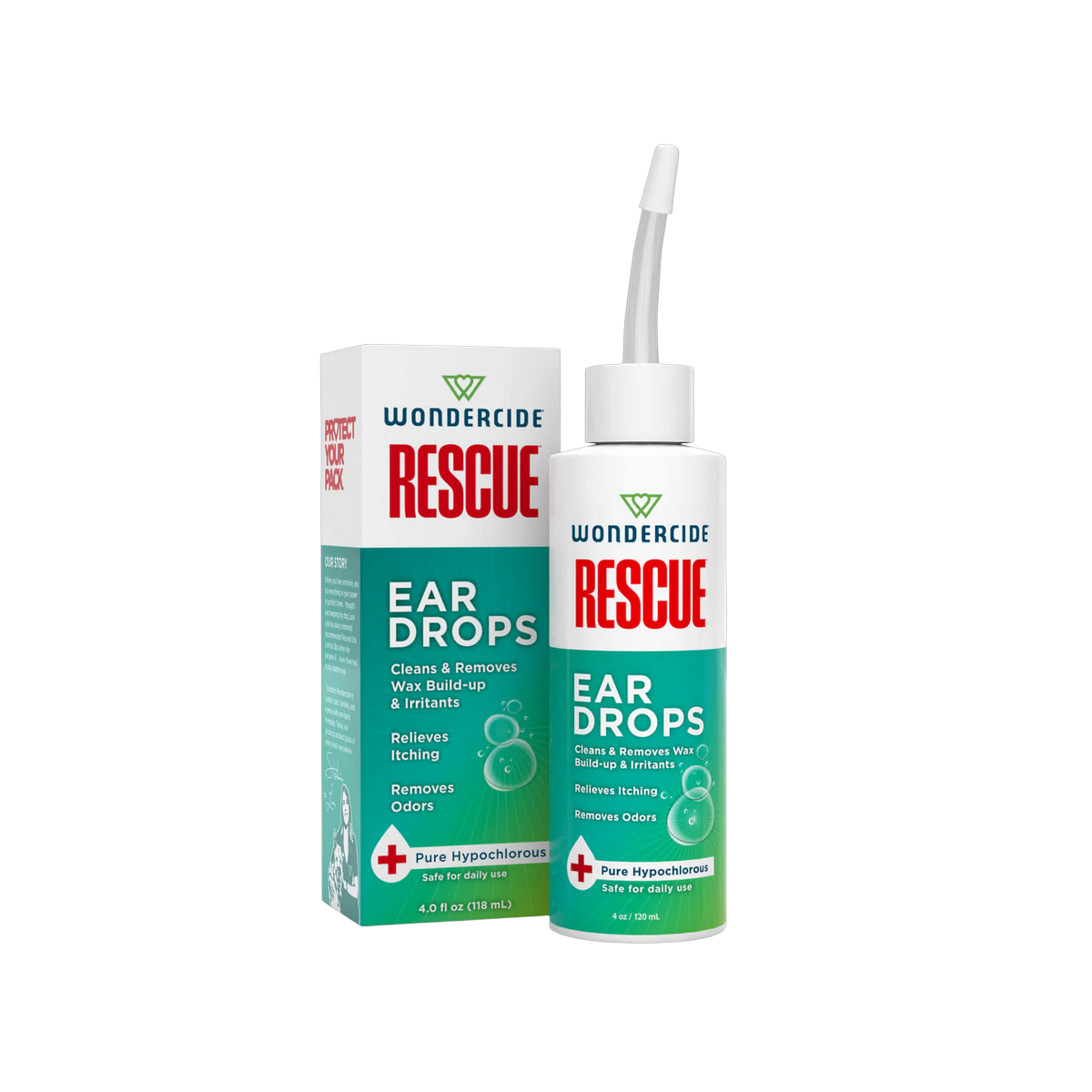 Wondercide Ear Drops bottle displayed against a clean background, showing front label and packaging.