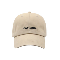 Hatphile Cat Mom embroidered baseball cap displayed as a primary product shot showing full hat design.
